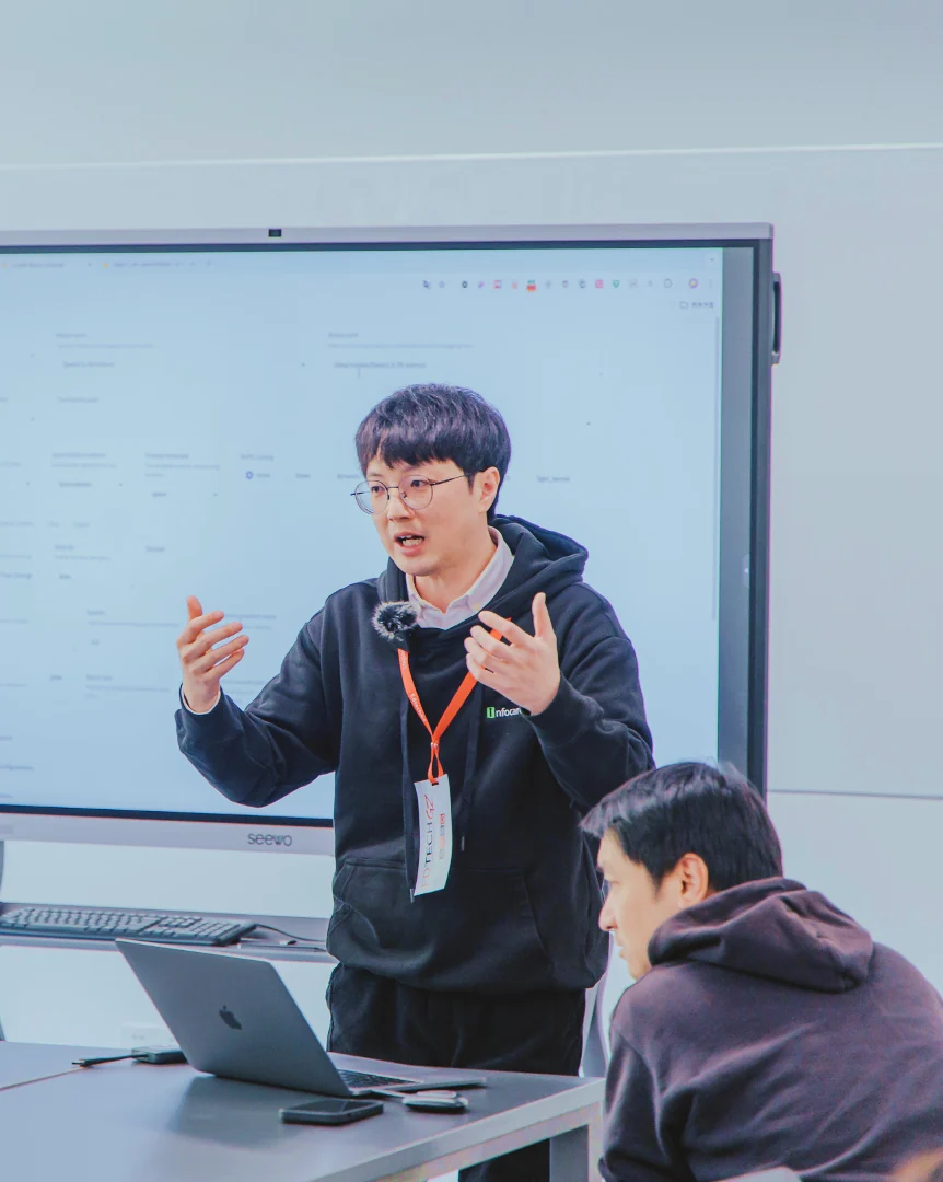 Infocare consultant presenting school technology workflows