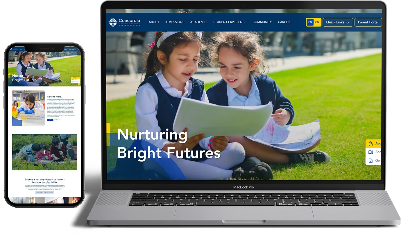 Concordia school website shown across desktop and mobile screens