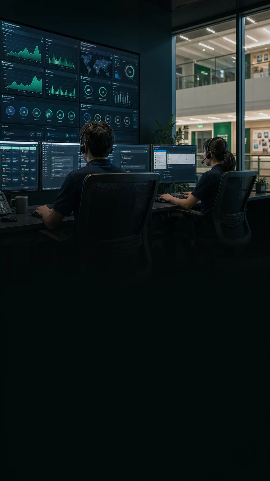 IT support team monitoring school systems from an operations desk